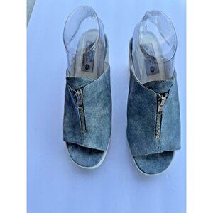 ROUTE 66 VINTAGE Y2K DENIM CHUNKY HEELED SLIDES SZ 9